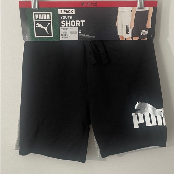 PUMA Short Youth 2 Pack All-Day Comfort Boys Black/Gray Size M-10/12 /Z5 - Picture 2 of 12